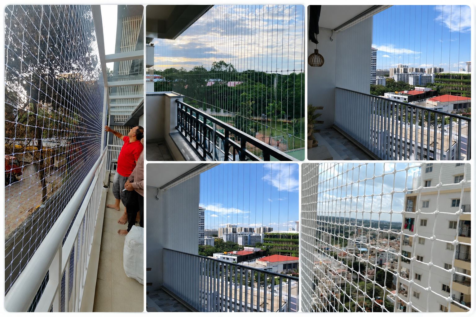 Balcony safety net installations across Bangalore apartments